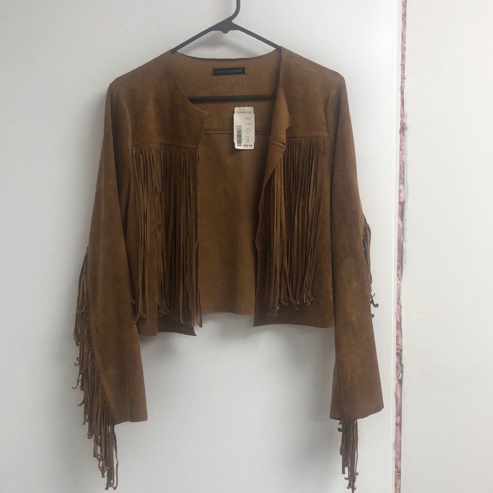 Boho Suede Jacket with Fringes Med NWT